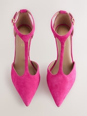 Pink Forever Comfort® Leather T-Bar Pointed Toe Heels - Image 2 of 5