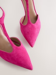 Pink Forever Comfort® Leather T-Bar Pointed Toe Heels - Image 4 of 5