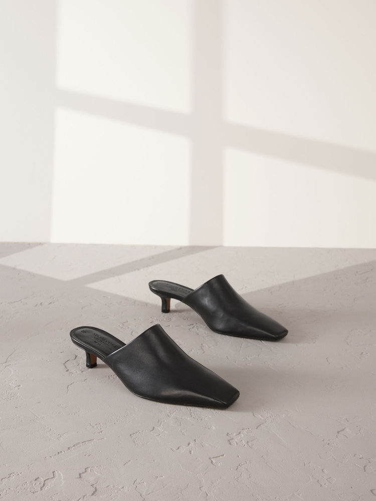Black Signature Premium Leather Pointed Toe Mules - Image 2 of 7