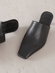 Black Signature Premium Leather Pointed Toe Mules - Image 6 of 7