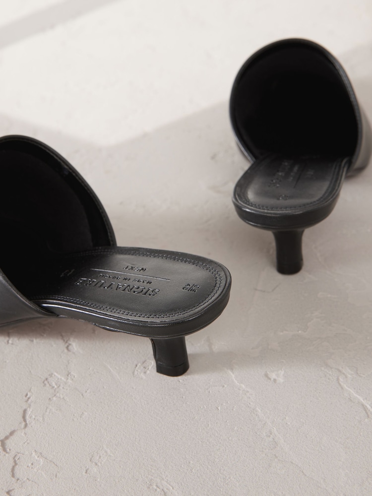 Black Signature Premium Leather Pointed Toe Mules - Image 7 of 7