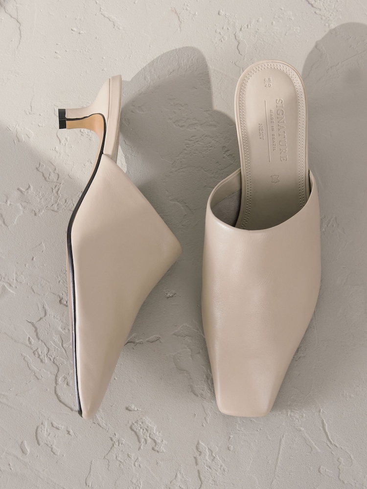 Stone Signature Premium Leather Pointed Toe Mules - Image 1 of 7