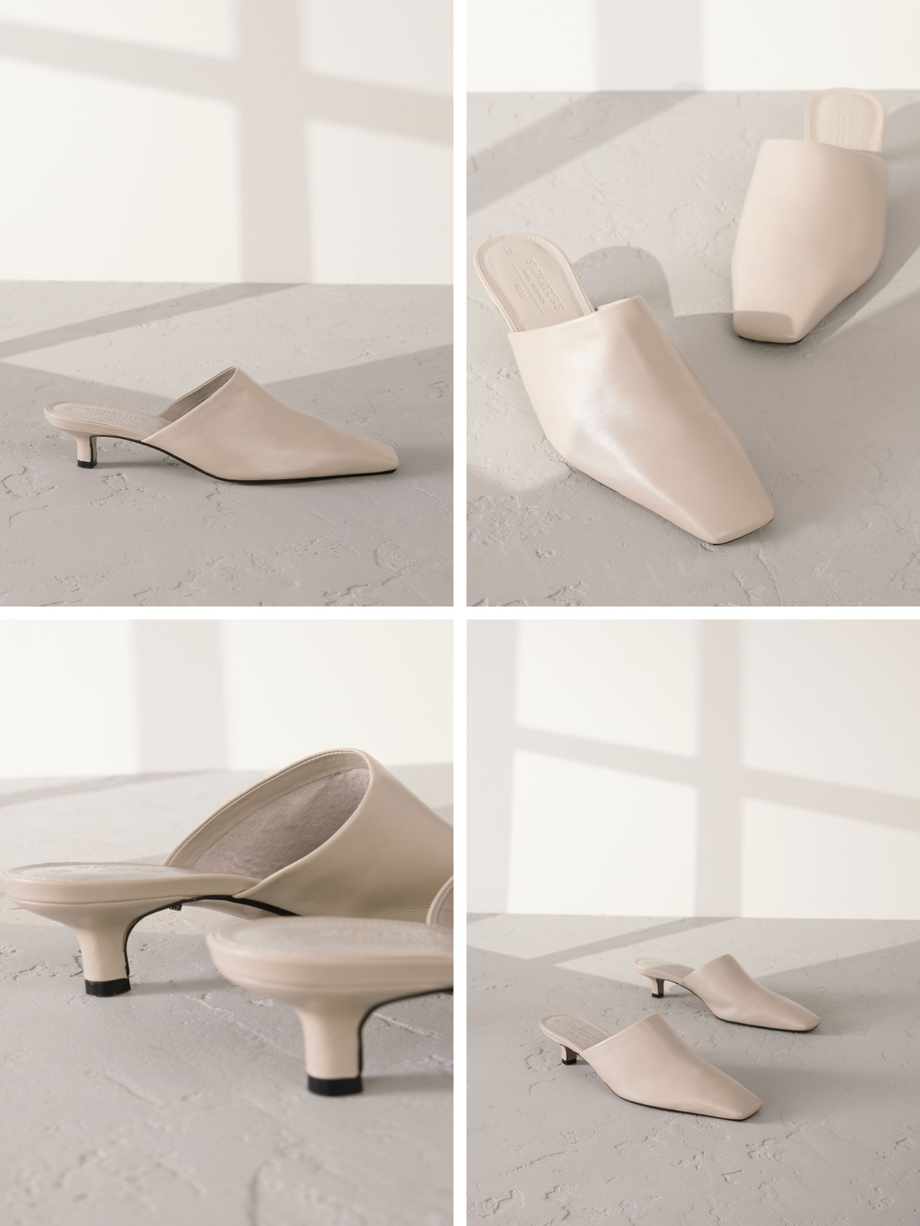 新品　未使用　Bit Square-Toe Mules サイズ37 beige Buy Stone Signature Premium Leather Pointed Toe Mules from Next USA