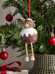 Brown Hamish Christmas Pudding Bauble with Dangly Legs - Image 1 of 3