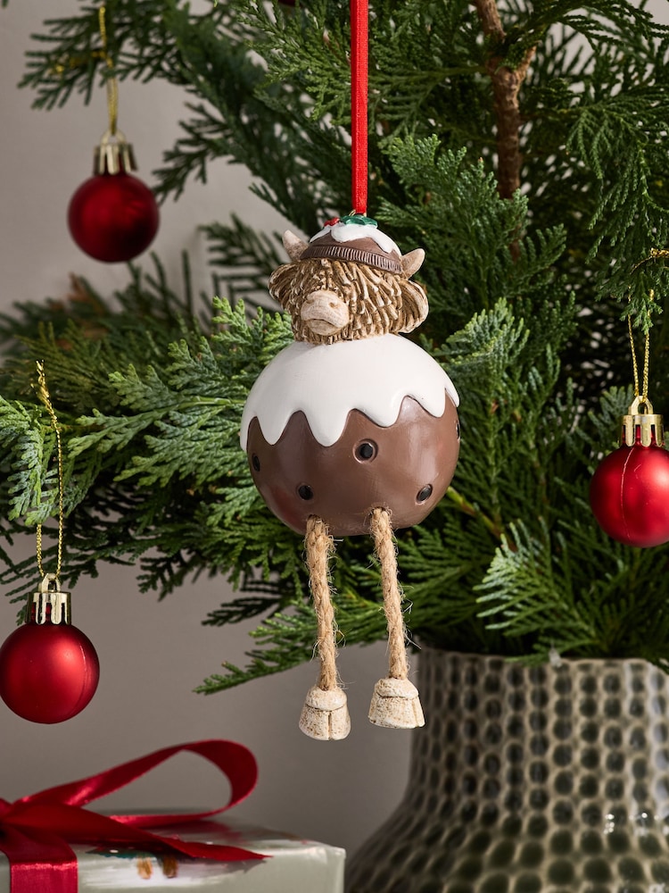 Brown Hamish Christmas Pudding Bauble with Dangly Legs - Image 1 of 3
