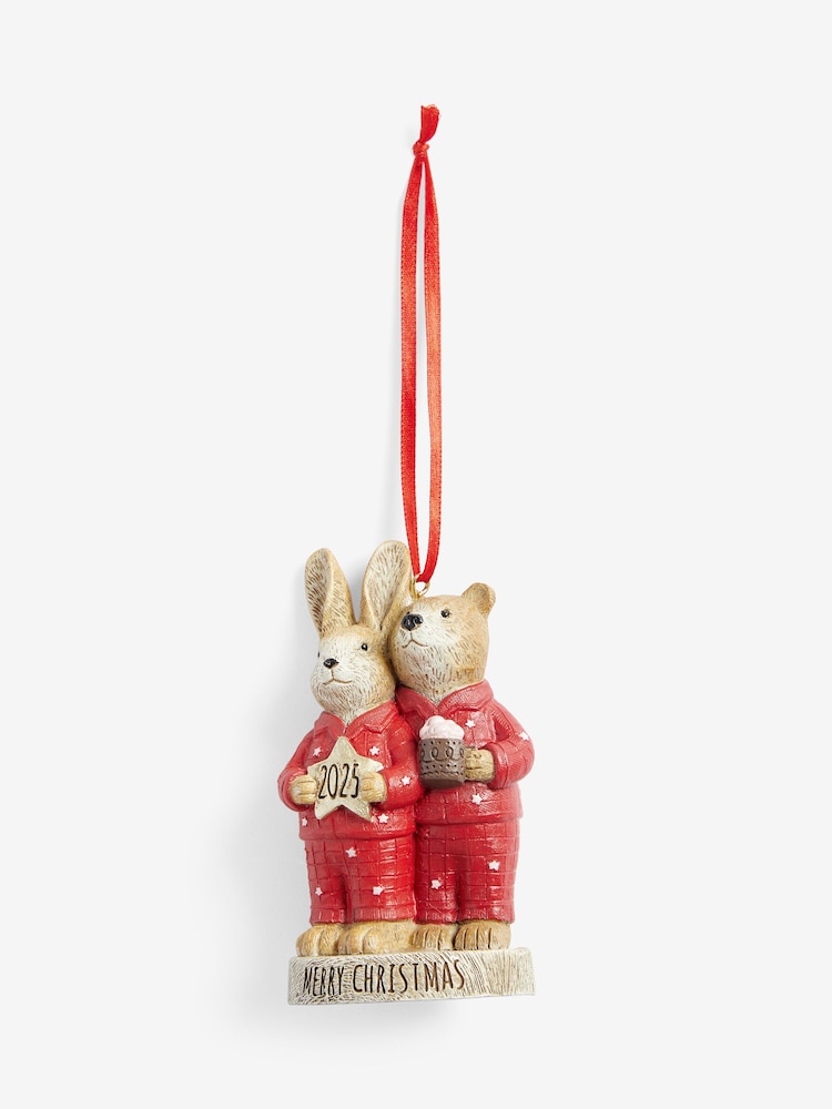 Red Bertie and Rosie 2026 Christmas PJ's Bauble - Image 1 of 1