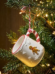 Cream Gingerbread Christmas Mug Bauble - Image 1 of 5