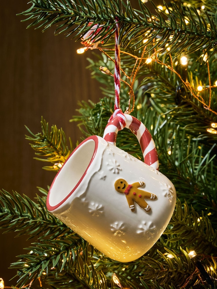 Cream Gingerbread Christmas Mug Bauble - Image 1 of 5
