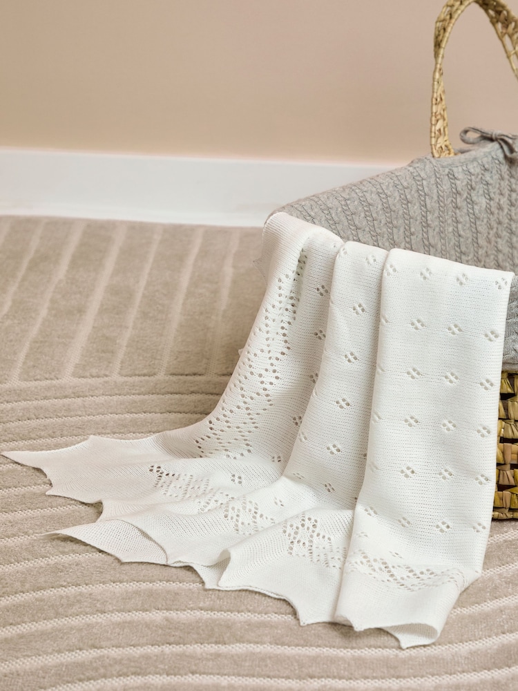 JoJo Maman Bébé White Traditional Newborn Shawl - Image 1 of 5
