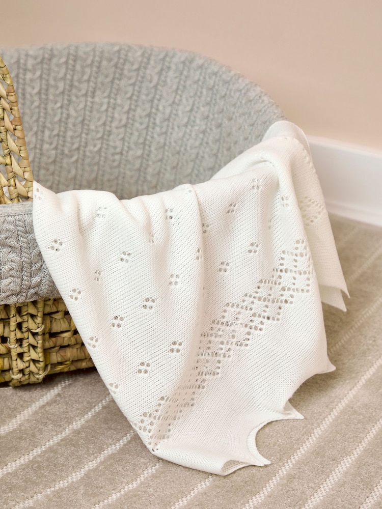 JoJo Maman Bébé White Traditional Newborn Shawl - Image 2 of 5