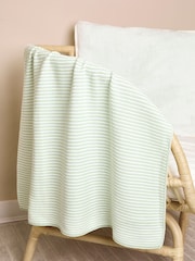JoJo Maman Bébé Sage Knitted Stripe Blanket - Image 1 of 4