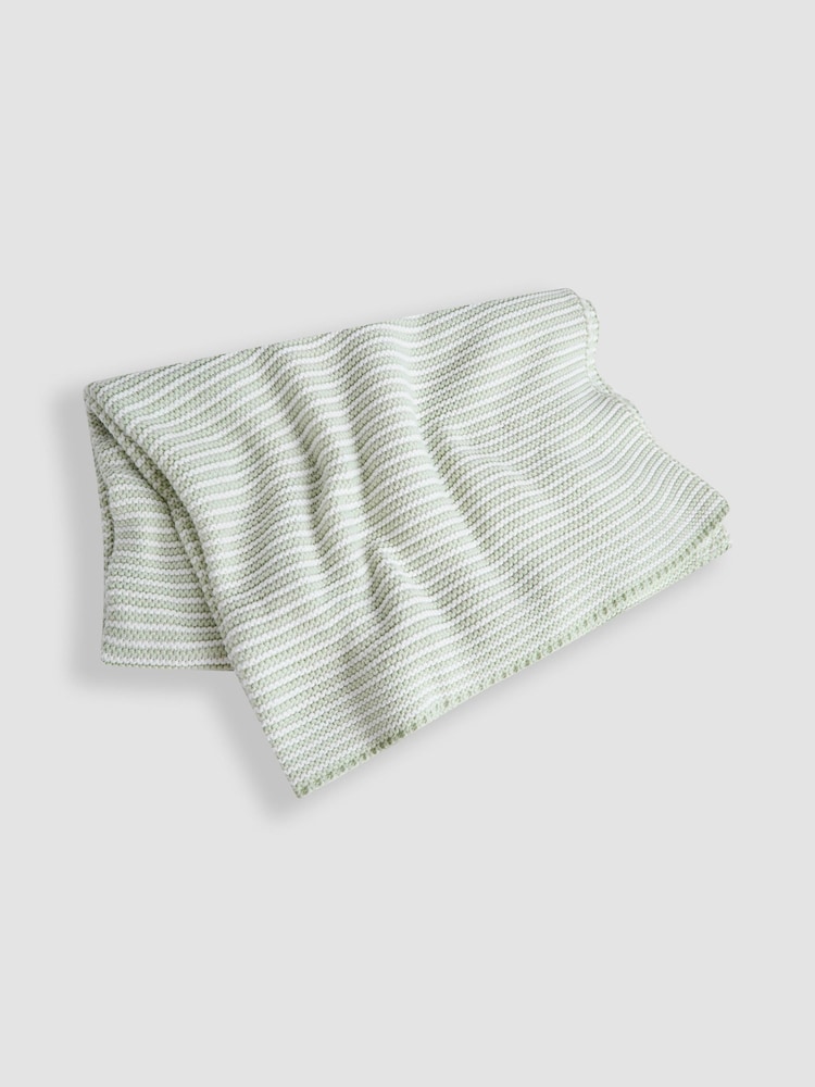 JoJo Maman Bébé Sage Knitted Stripe Blanket - Image 2 of 4