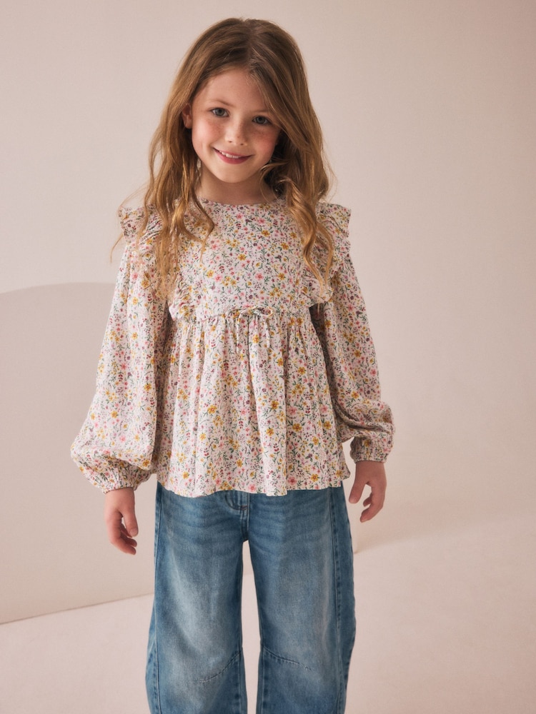 Multi Pink Ditsy Long Sleeve Blouse (3-16yrs) - Image 2 of 9