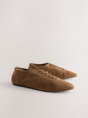 Tan Brown Forever Comfort® Premium Leather Soft Lace-Up Shoes - Image 2 of 8