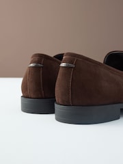 Chocolate Brown Suede Forever Comfort® Premium Leather With Motionflex Ruched Loafers - Image 10 of 12