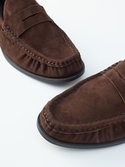 Chocolate Brown Suede Forever Comfort® Premium Leather With Motionflex Ruched Loafers - Image 11 of 12