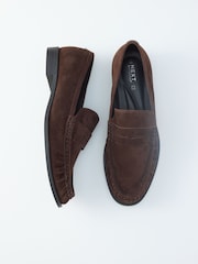 Chocolate Brown Suede Forever Comfort® Premium Leather With Motionflex Ruched Loafers - Image 12 of 12