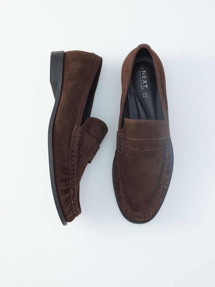 Chocolate Brown Suede Forever Comfort® Premium Leather With Motionflex Ruched Loafers - Image 12 of 12