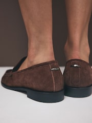 Chocolate Brown Suede Forever Comfort® Premium Leather With Motionflex Ruched Loafers - Image 7 of 12