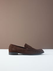 Chocolate Brown Suede Forever Comfort® Premium Leather With Motionflex Ruched Loafers - Image 9 of 12