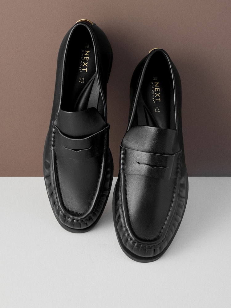 Black Forever Comfort® Premium Leather With Motionflex Ruched Loafers - Image 1 of 11 Black Forever Comfort® Premium Leather With Motionflex Ruched Loafers - Image 1 of 11