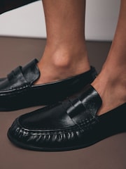 Black Forever Comfort® Premium Leather With Motionflex Ruched Loafers - Image 3 of 5
