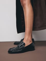 Black Forever Comfort® Premium Leather With Motionflex Ruched Loafers - Image 4 of 5