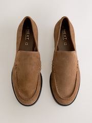 Tan Brown Forever Comfort® Leather Round Toe Clean Loafers - Image 1 of 11