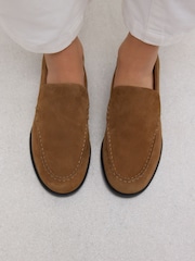 Tan Brown Forever Comfort® Leather Round Toe Clean Loafers - Image 6 of 11