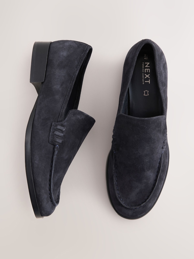 Navy Forever Comfort® Leather Round Toe Clean Loafers - Image 1 of 11