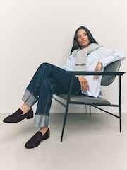 Navy Forever Comfort® Leather Round Toe Clean Loafers - Image 4 of 11