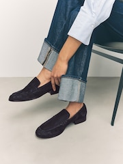 Navy Forever Comfort® Leather Round Toe Clean Loafers - Image 5 of 11