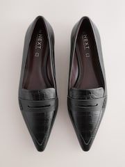 Black Croc Effect Embossed Forever Comfort® Premium Leather Pointed Toe Loafers - Image 5 of 9