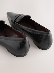 Black Croc Effect Embossed Forever Comfort® Premium Leather Pointed Toe Loafers - Image 8 of 9