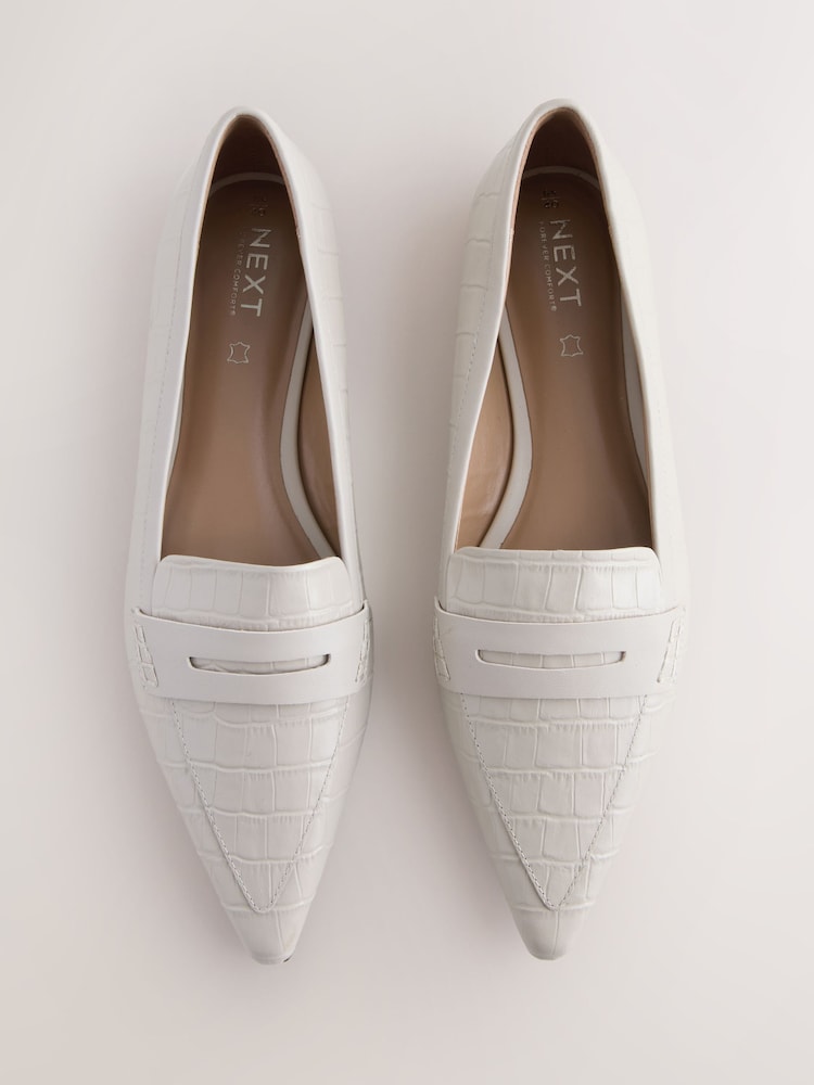 Grey Croc Embossed - Forever Comfort® Premium Leather Pointed Toe Loafers - Imagen 1 de 8 Grey Croc Embossed - Forever Comfort® Premium Leather Pointed Toe Loafers - Imagen 1 de 8