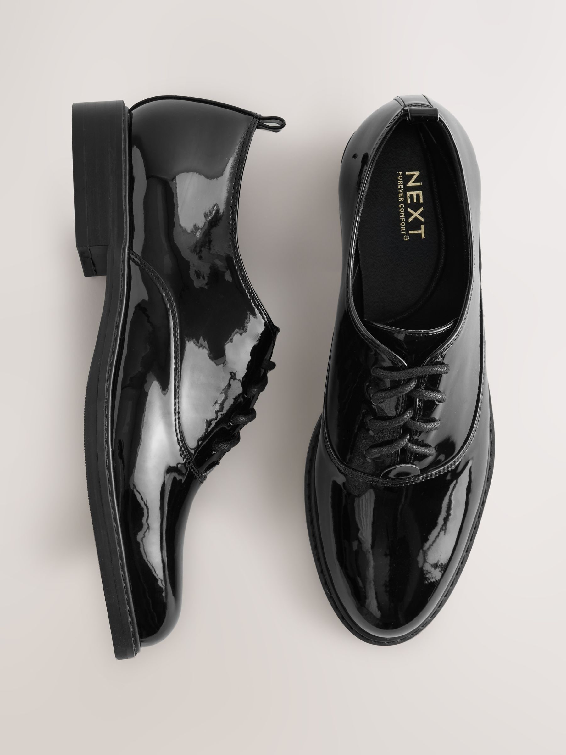 Buy Black Forever Comfort® Patent Almond Toe Lace-Up Shoes from