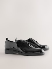 Black Forever Comfort® Patent Almond Toe Lace-Up Shoes - Image 2 of 5