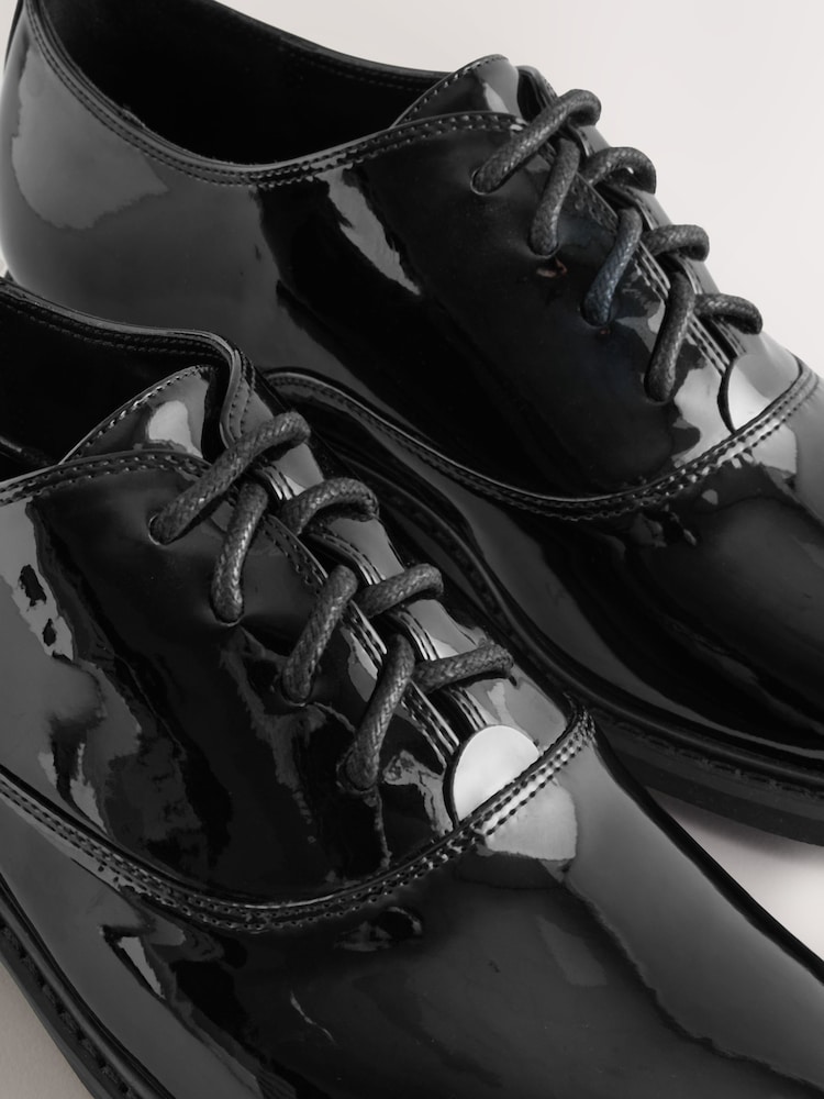 Black Forever Comfort® Patent Almond Toe Lace-Up Shoes - Image 5 of 5
