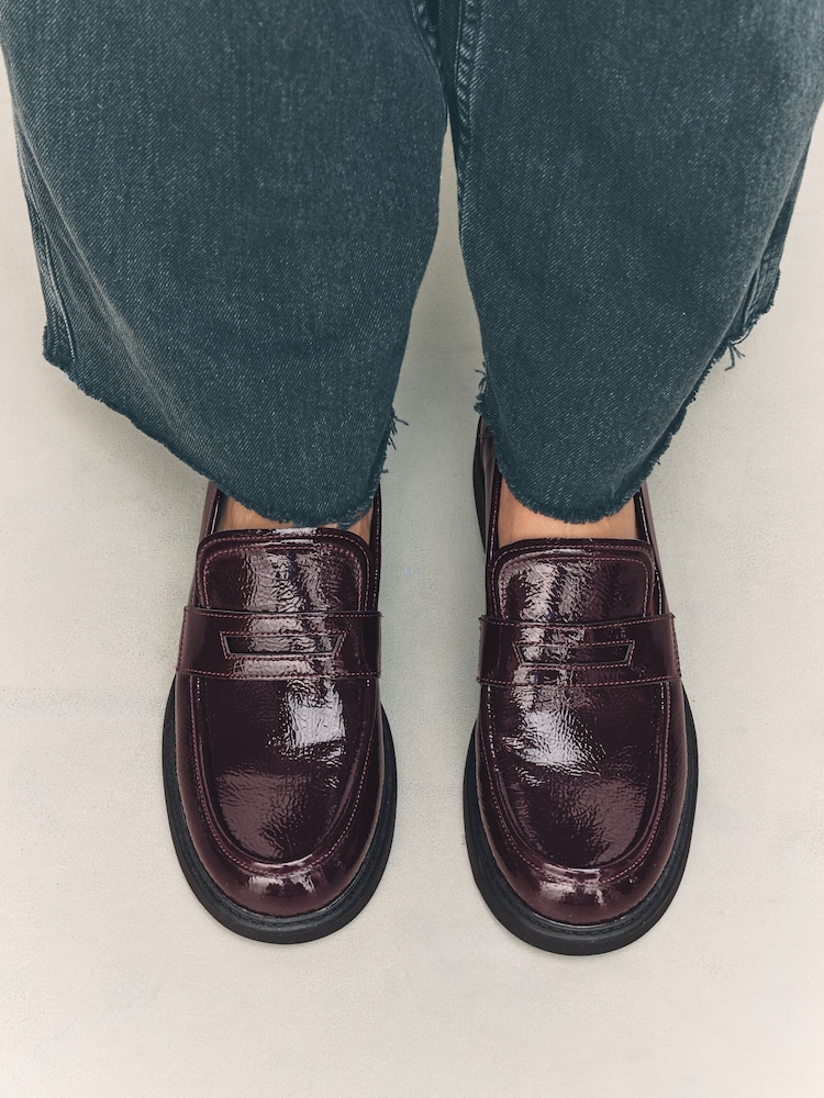 Berry Red - Forever Comfort® Round Toe Chunky Platform Loafers - Imagem 1 de 11