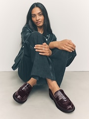 Berry Red - Forever Comfort® Round Toe Chunky Platform Loafers - Imagem 5 de 11
