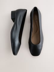 Black Forever Comfort® Premium Leather With Motionflex Low Block Round Toe Ballerina - Image 3 of 5