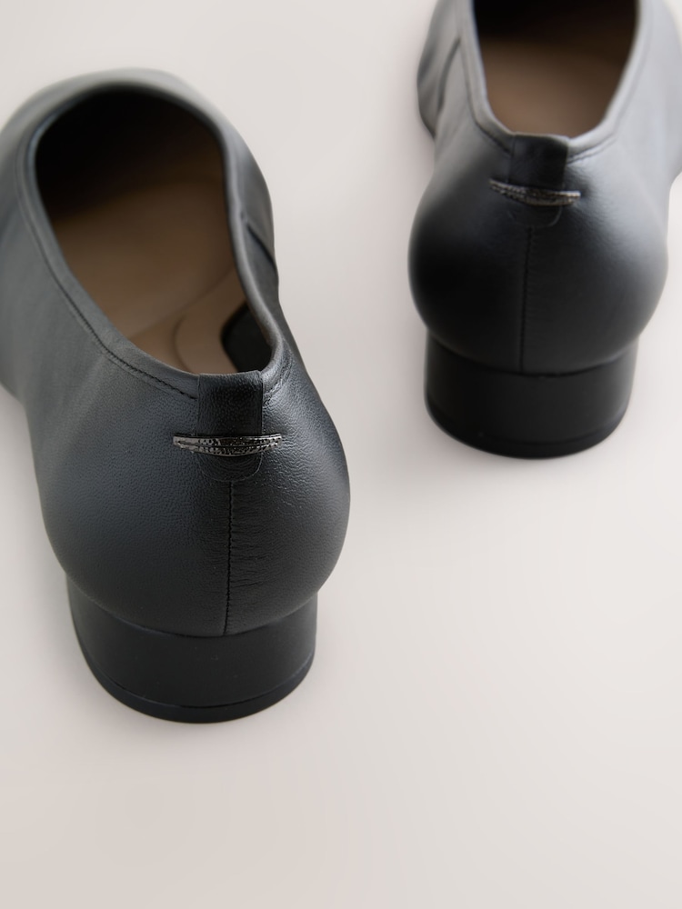 Black Forever Comfort® Premium Leather With Motionflex Low Block Round Toe Ballerina - Image 5 of 5