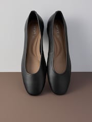 Black Forever Comfort® Premium Leather With Motionflex Low Block Round Toe Ballerina - Image 6 of 9