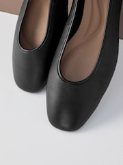 Black Forever Comfort® Premium Leather With Motionflex Low Block Round Toe Ballerina - Image 8 of 9