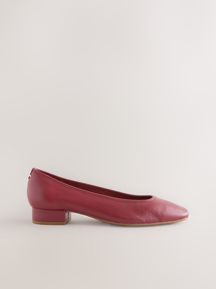 Red Forever Comfort® Premium Leather With Motionflex Low Block Round Toe Ballerina - Image 1 of 6
