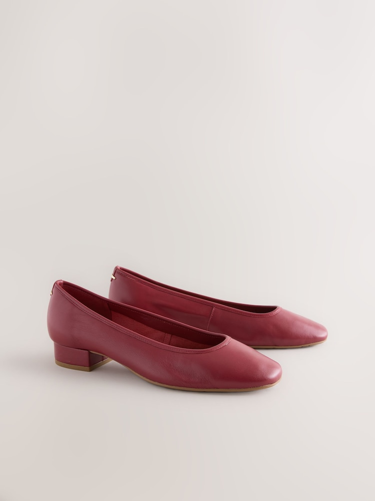 Red Forever Comfort® Premium Leather With Motionflex Low Block Round Toe Ballerina - Image 2 of 6