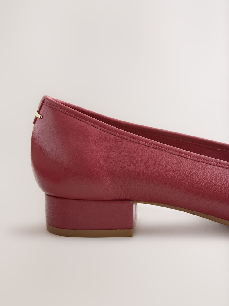 Red Forever Comfort® Premium Leather With Motionflex Low Block Round Toe Ballerina - Image 6 of 6