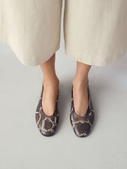 Snake Standard/Wide Fit Forever Comfort® Leather Round Toe Ballerinas - Image 1 of 10