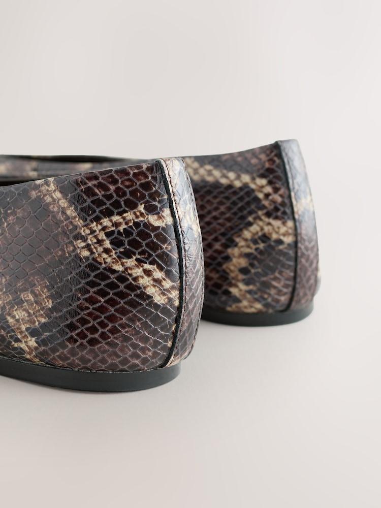 Snake Standard/Wide Fit Forever Comfort® Leather Round Toe Ballerinas - Image 10 of 10