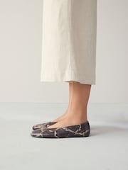 Snake Standard/Wide Fit Forever Comfort® Leather Round Toe Ballerinas - Image 2 of 10